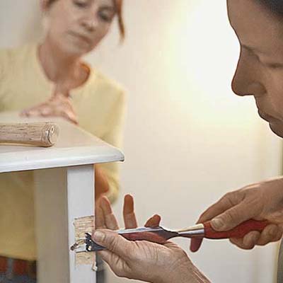 tracing the outline of the hinges allows you to score and chisel out new mortises