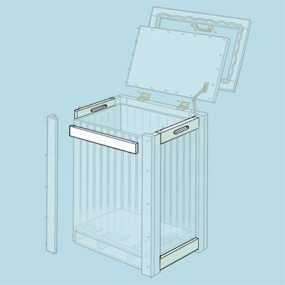 trim hamper and insert floor to build a wood hamper