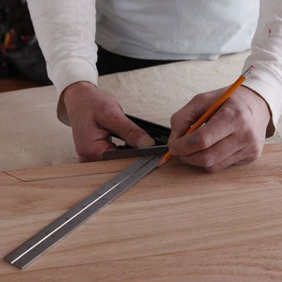measuring and marking the notch for the storage chest handle