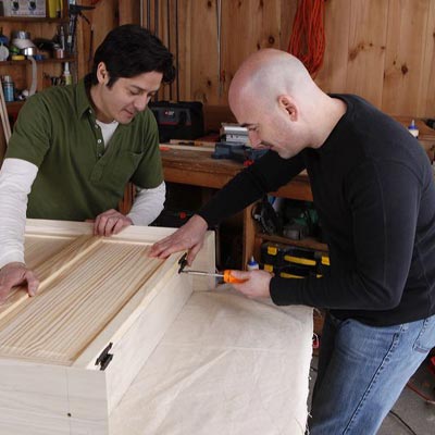 attaching the bifold cabinet doors