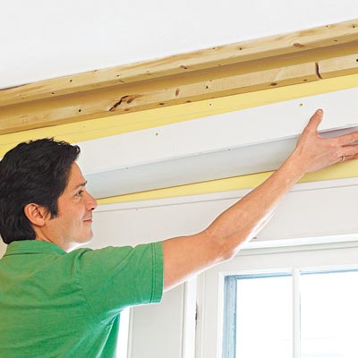 putting up half beams for three-piece crown molding