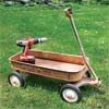 drill drainage holes to make a herb planter on wheels