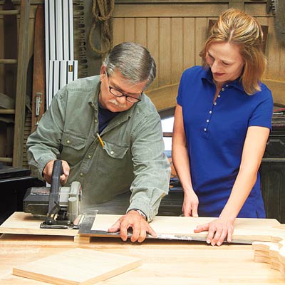 tom silva and reader cutting base and back of brackets for magazine file