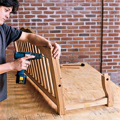 assembling the sides to build your own porch swing