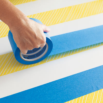 taping over the first set of stripes for the second coat