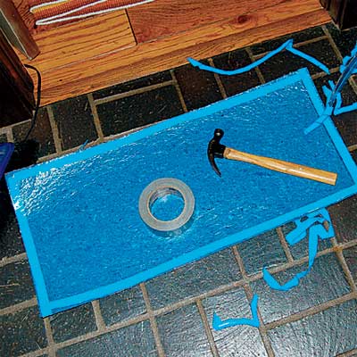 padding cut as an underlayment for this easy to install stair runner