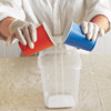 Mix the paint and glaze into a container 