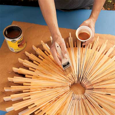 coat the wood when making a sunburst mirror frame with wood shims