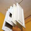 cabinet doors hanging to dry