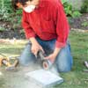 score the concrete to clad concrete steps in stone
