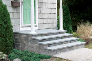 concrete steps clad in stone