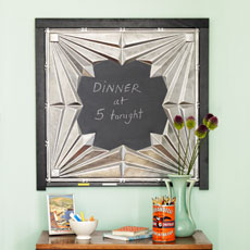 a tin-tile chalkboard