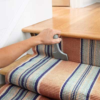 Tuck and Staple to Install a Flat-Weave Cotton Stair Runner