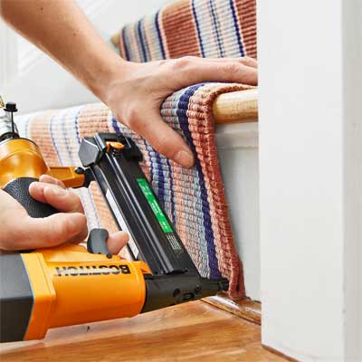 Tuck and Staple the End to Install a Flat-Weave Cotton Stair Runner