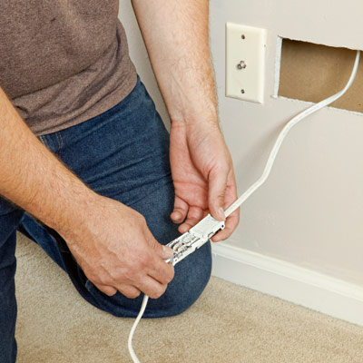 connecting the power for hanging a flat-screen tv