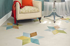 step by step how to paint a six-pointed star pattern on wood floor