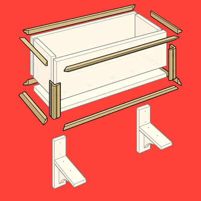 illustration of windowbox construction with emphasis on the molding