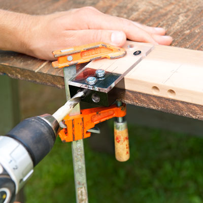 rolling outdoor grill table drilling dowel and rod holes
