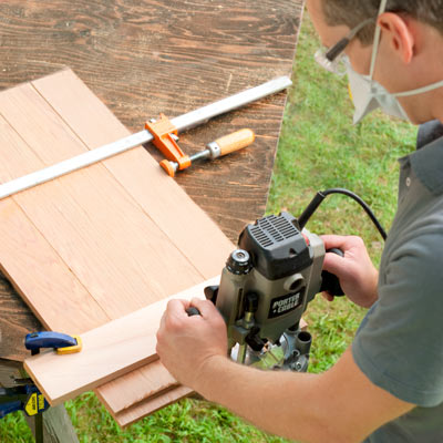 rolling outdoor grill table clamp slats together, rout the slats