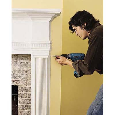 Securing the mantel.