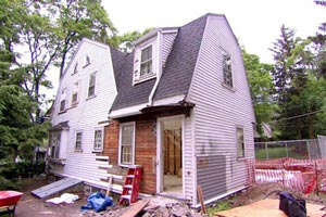 exterior renovation at the Newton Centre house project