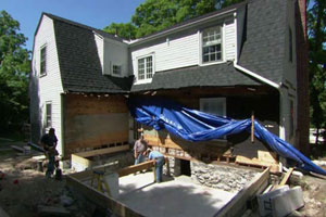 exterior renovation at the Newton Centre house project