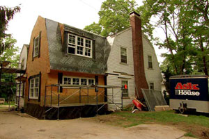 exterior renovation at the Newton Centre house project