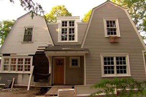 exterior renovation at the Newton Centre house project