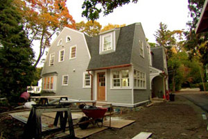 exterior renovation at the Newton Centre house project