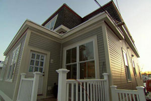 exterior of the Roxbury house project during renovation