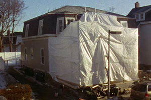 exterior renovation at the Roxbury house project