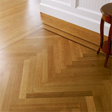 a newly installed herringbone floor