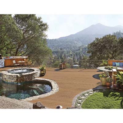 all-in-one deck for cooking, dining, and leisure activities outside