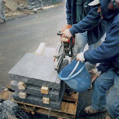cutting the pavers