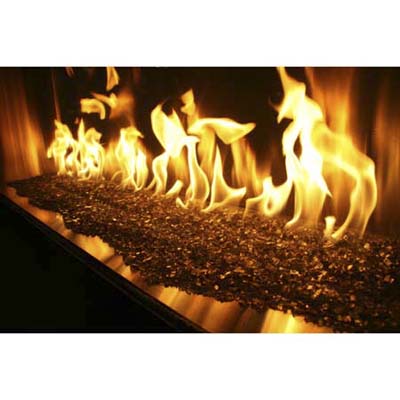 The gas Fireplace Xtreme cranks out 95,000 Btu on a bed of broken glass