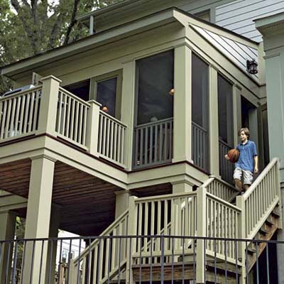 new porch with steps from original deck