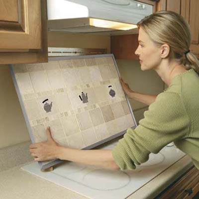 Broan's ready-to-hang decorative backsplashes