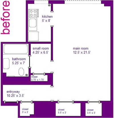 before floor plans of studio apartment